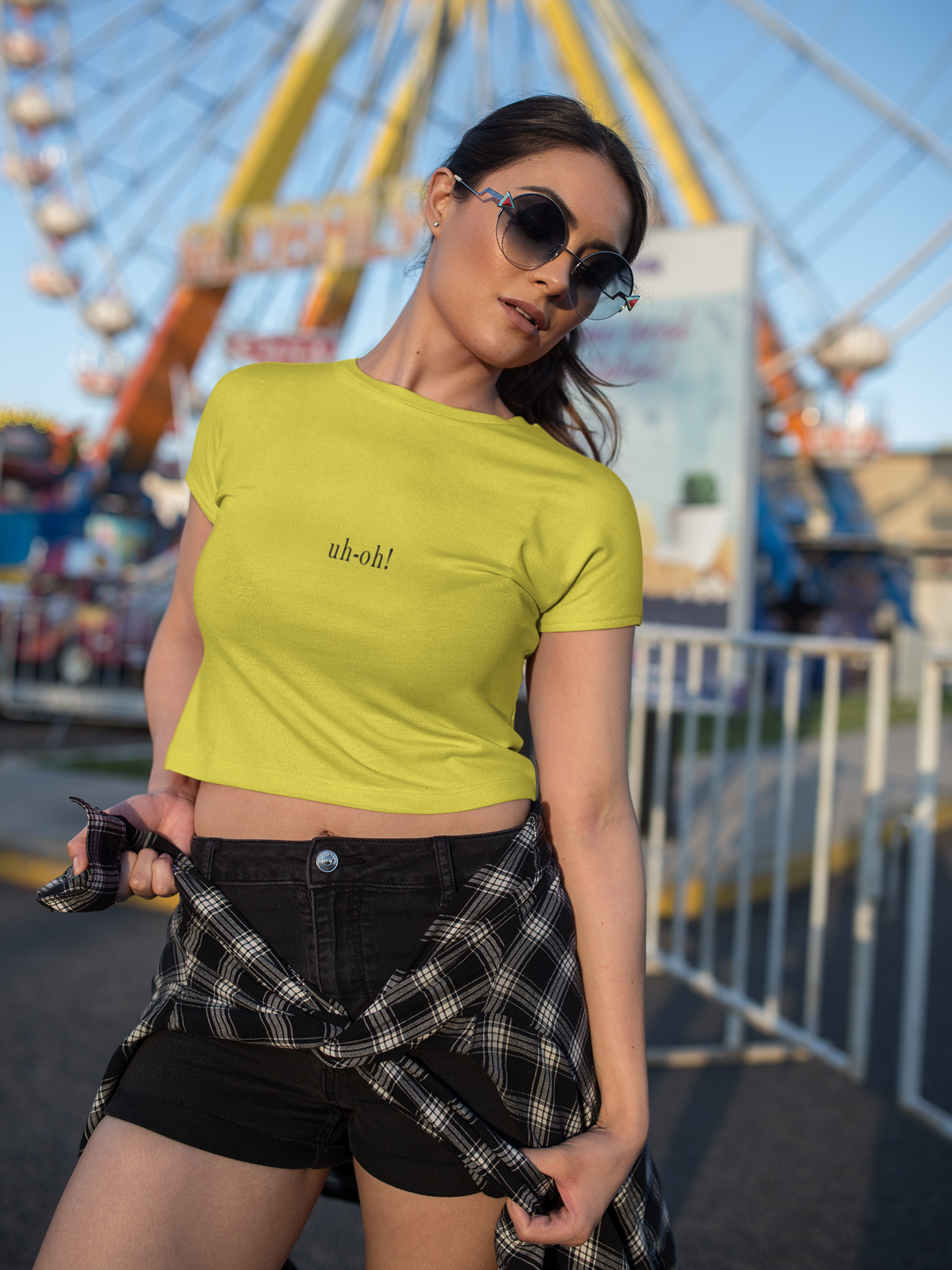 Uh Oh Minimals Women Crop Top- FunkyTeesClub