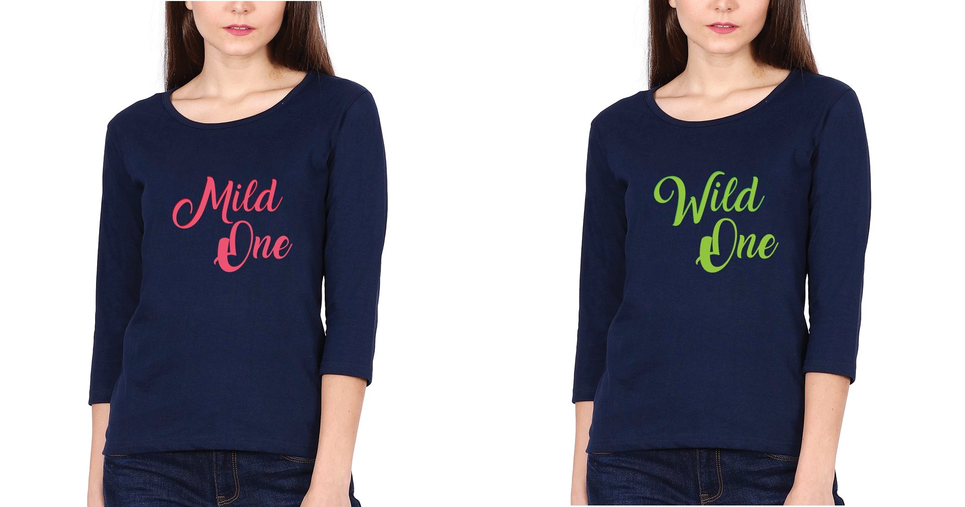 Wild Mild Sister Sister Full Sleeves T-Shirts -FunkyTees - Funky Tees Club