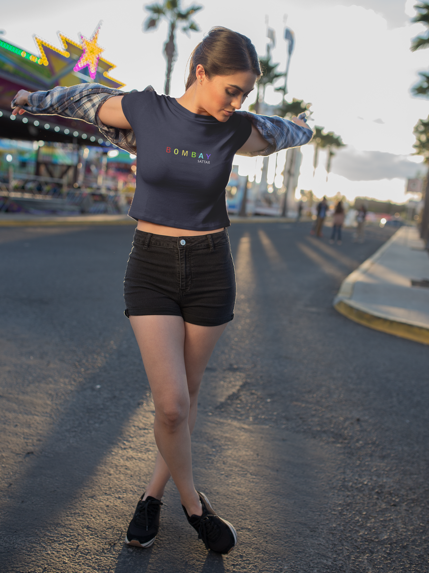 Bombay Sattar Minimals Women Crop Top- FunkyTeesClub