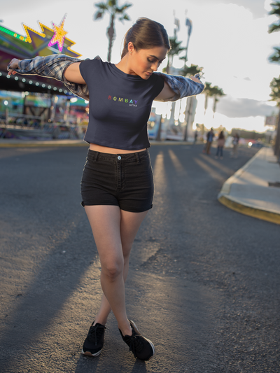 Bombay Sattar Minimals Women Crop Top- FunkyTeesClub