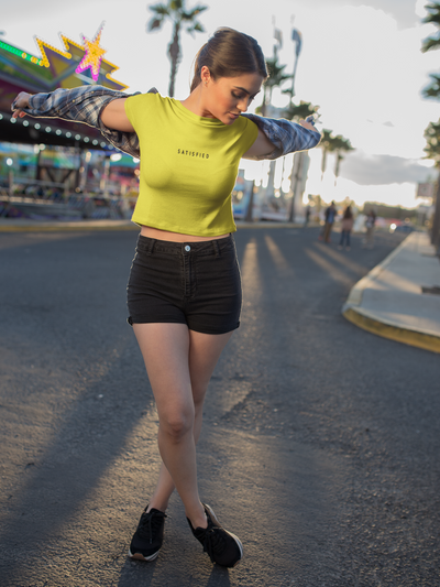 Satisfied Minimals Women Crop Top- FunkyTeesClub