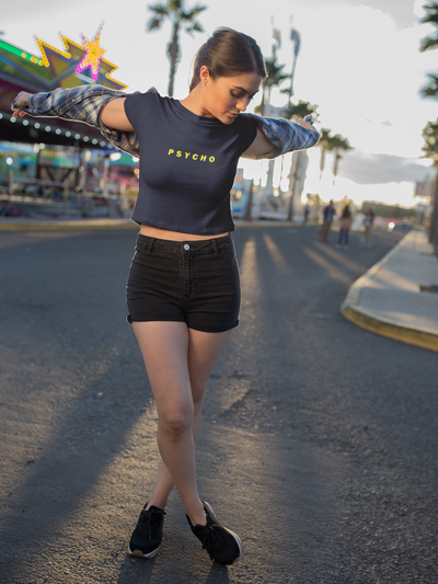 Psycho Minimals Women Crop Top- FunkyTeesClub