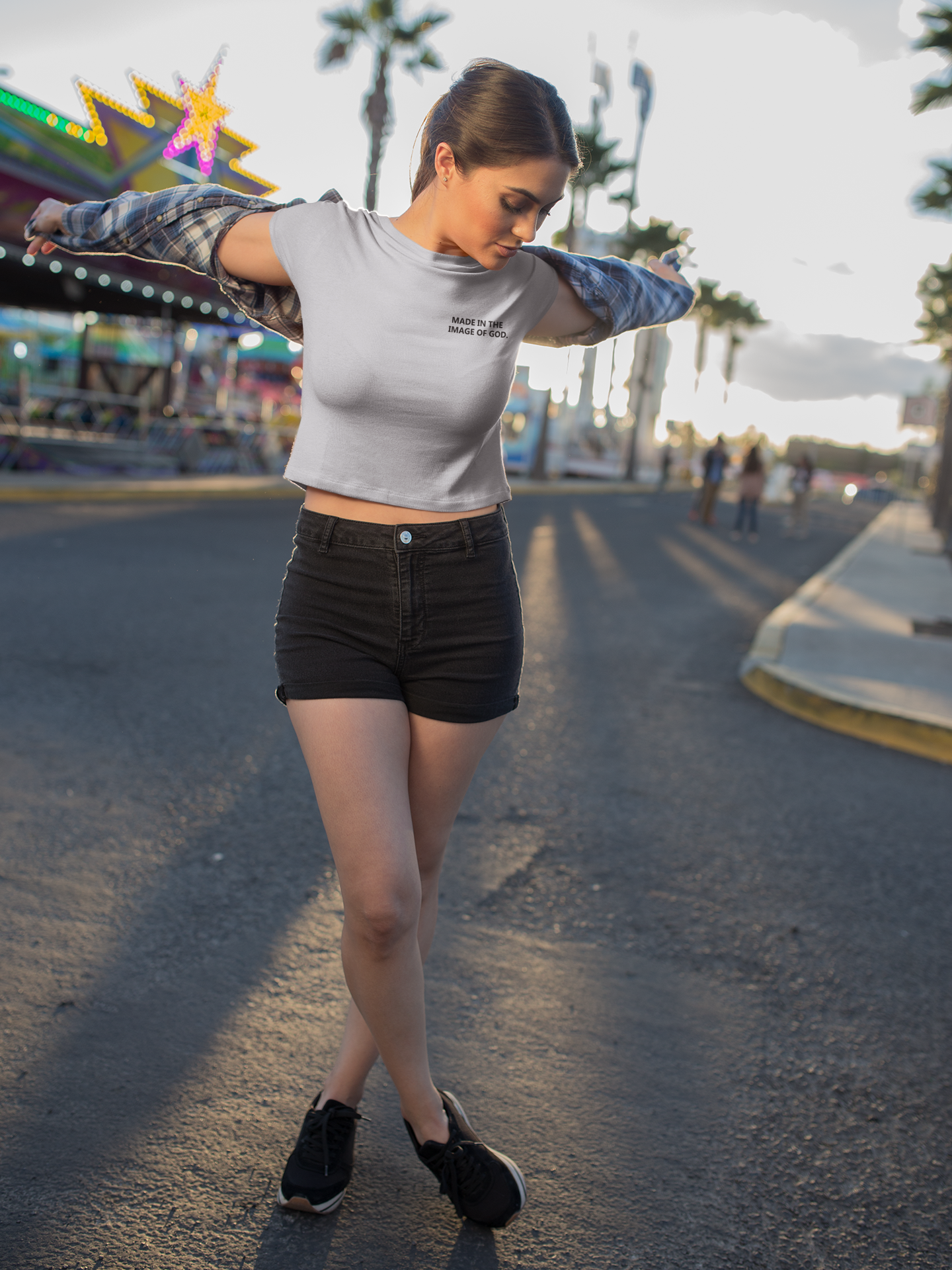 Made In The Image Of God Quotes Women Crop Top- FunkyTeesClub