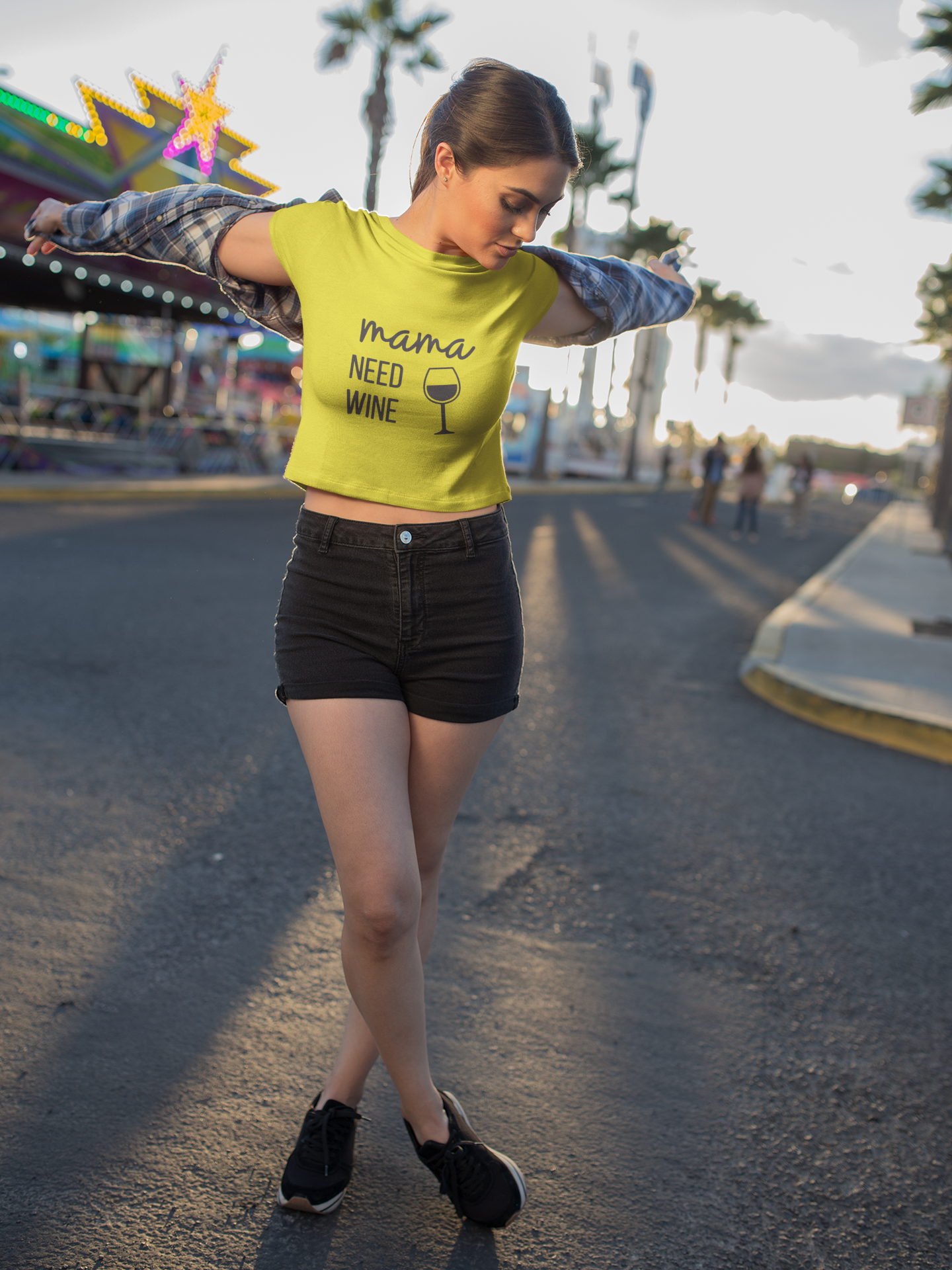 Mama Needs Wine Quotes Women Crop Top- FunkyTeesClub