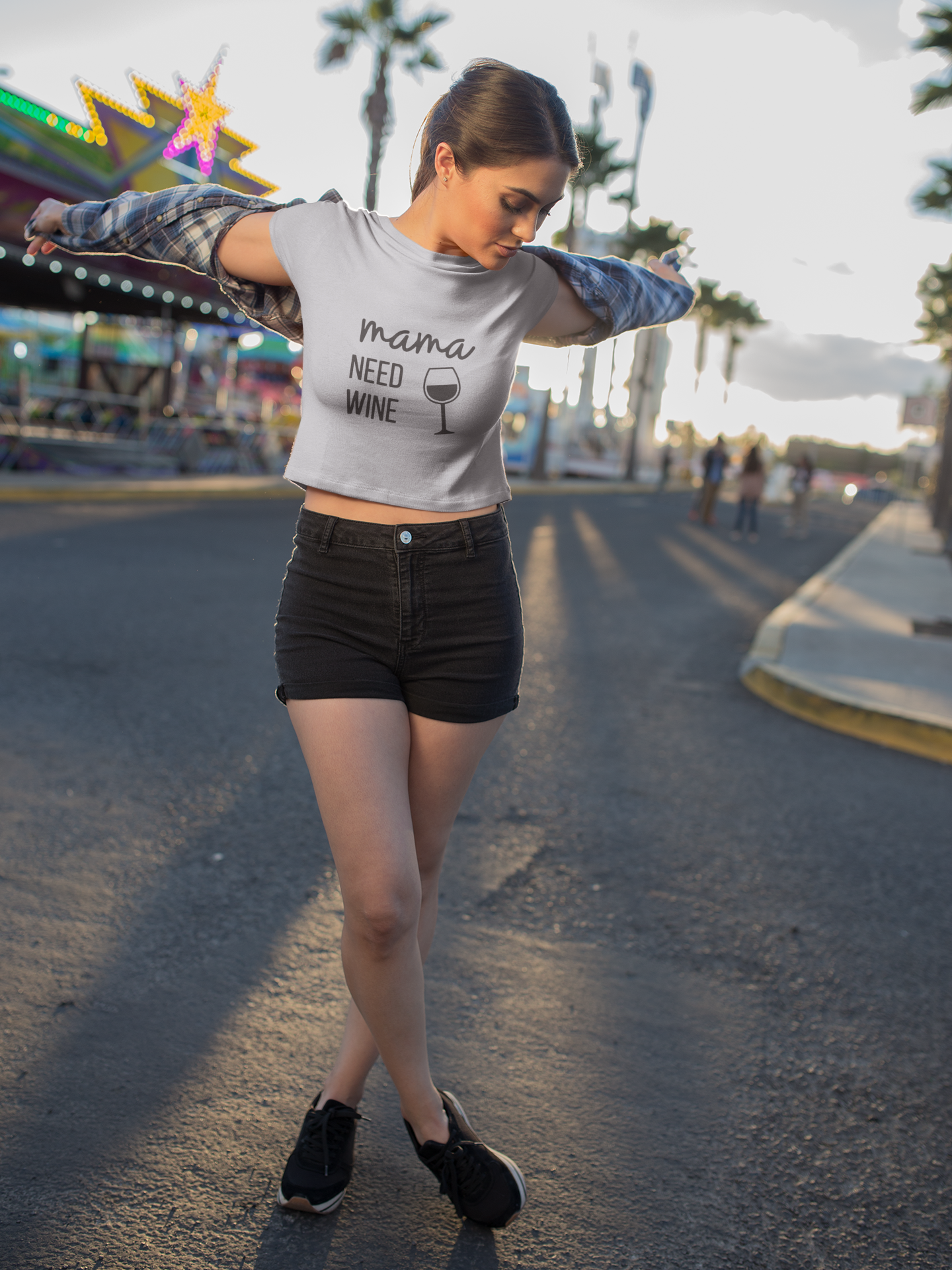 Mama Needs Wine Quotes Women Crop Top- FunkyTeesClub