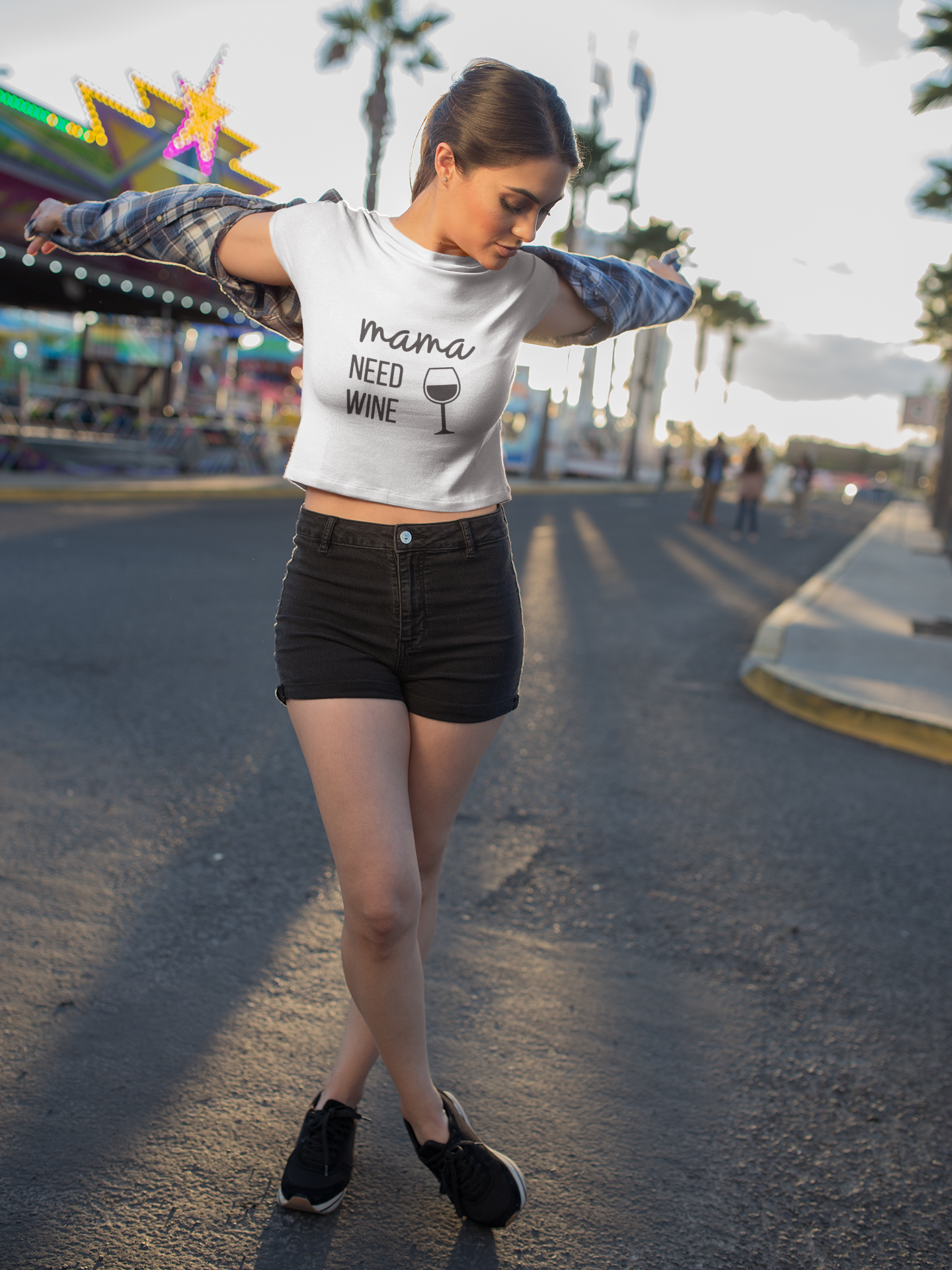 Mama Needs Wine Quotes Women Crop Top- FunkyTeesClub