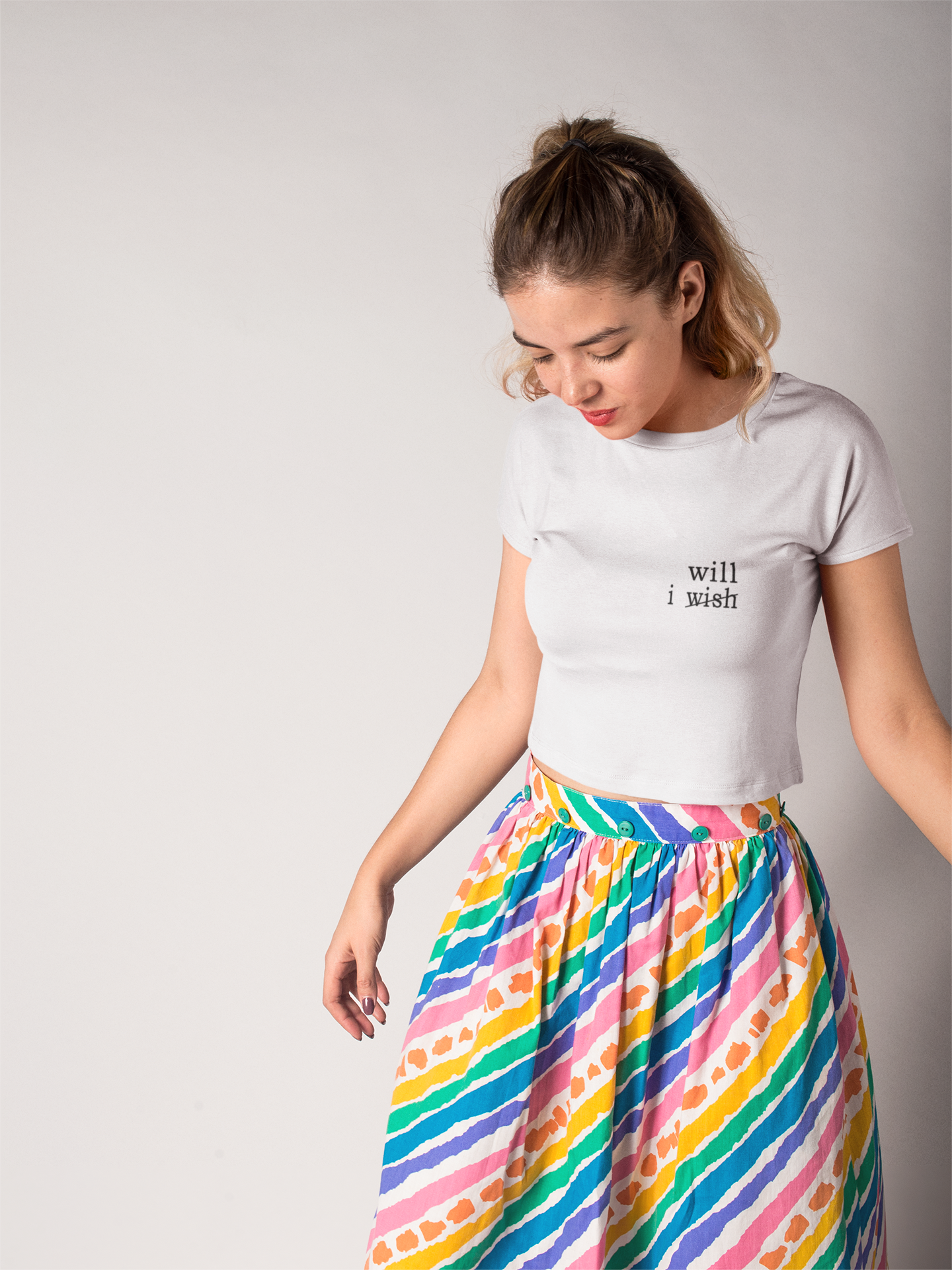 I Wish Minimals Women Crop Top- FunkyTeesClub