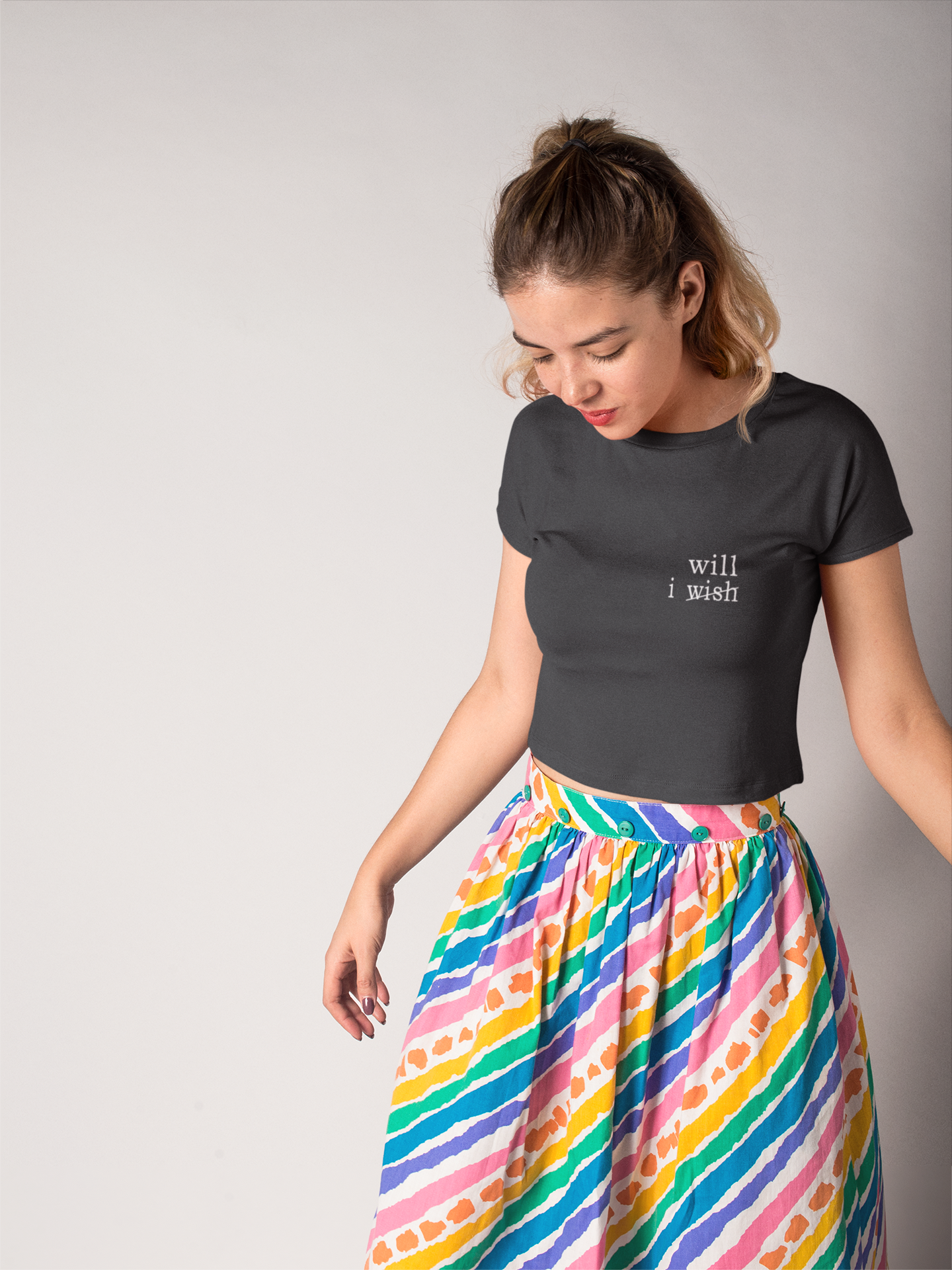 I Wish Minimals Women Crop Top- FunkyTeesClub