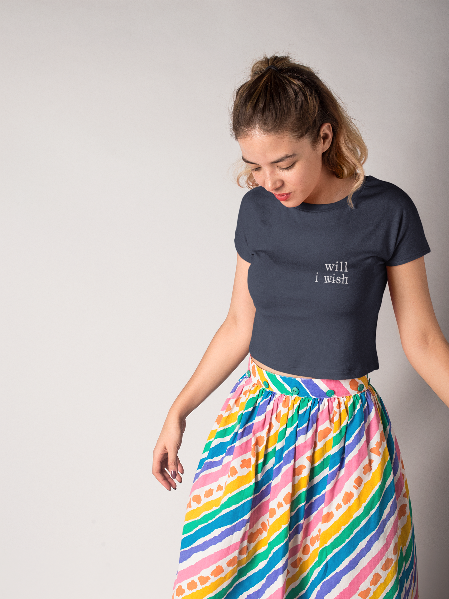 I Wish Minimals Women Crop Top- FunkyTeesClub