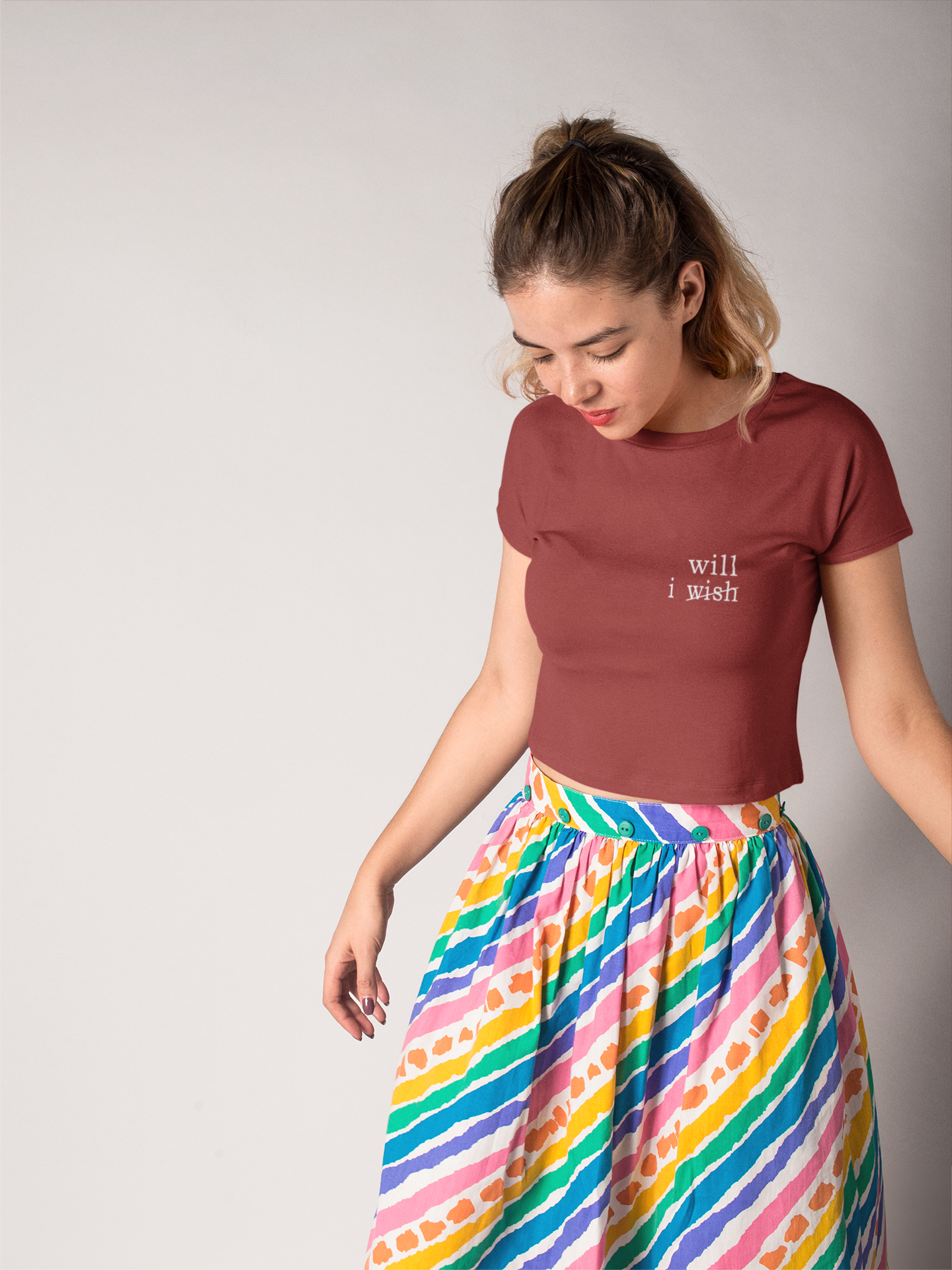 I Wish Minimals Women Crop Top- FunkyTeesClub