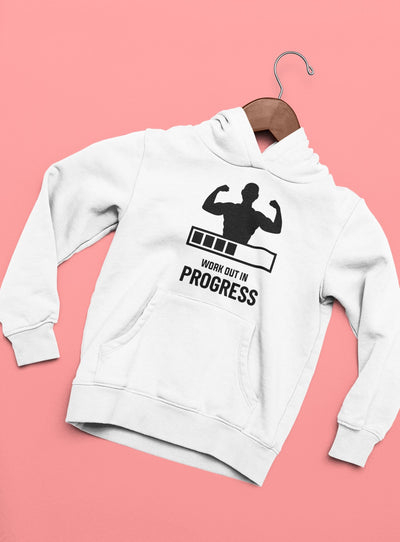 Work Out In Progress Typography Hoodies for Women-FunkyTeesClub - Funky Tees Club