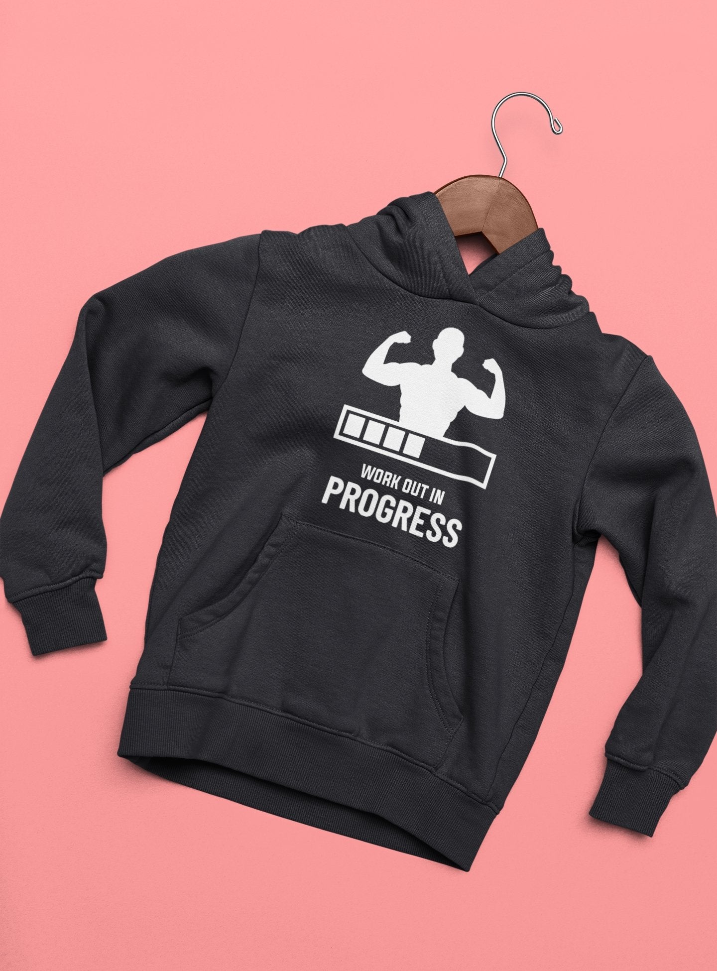 Work Out In Progress Typography Hoodies for Women-FunkyTeesClub - Funky Tees Club