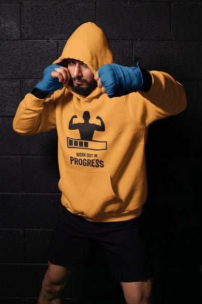 Work Out In Progress Typography Men Hoodies-FunkyTeesClub - Funky Tees Club