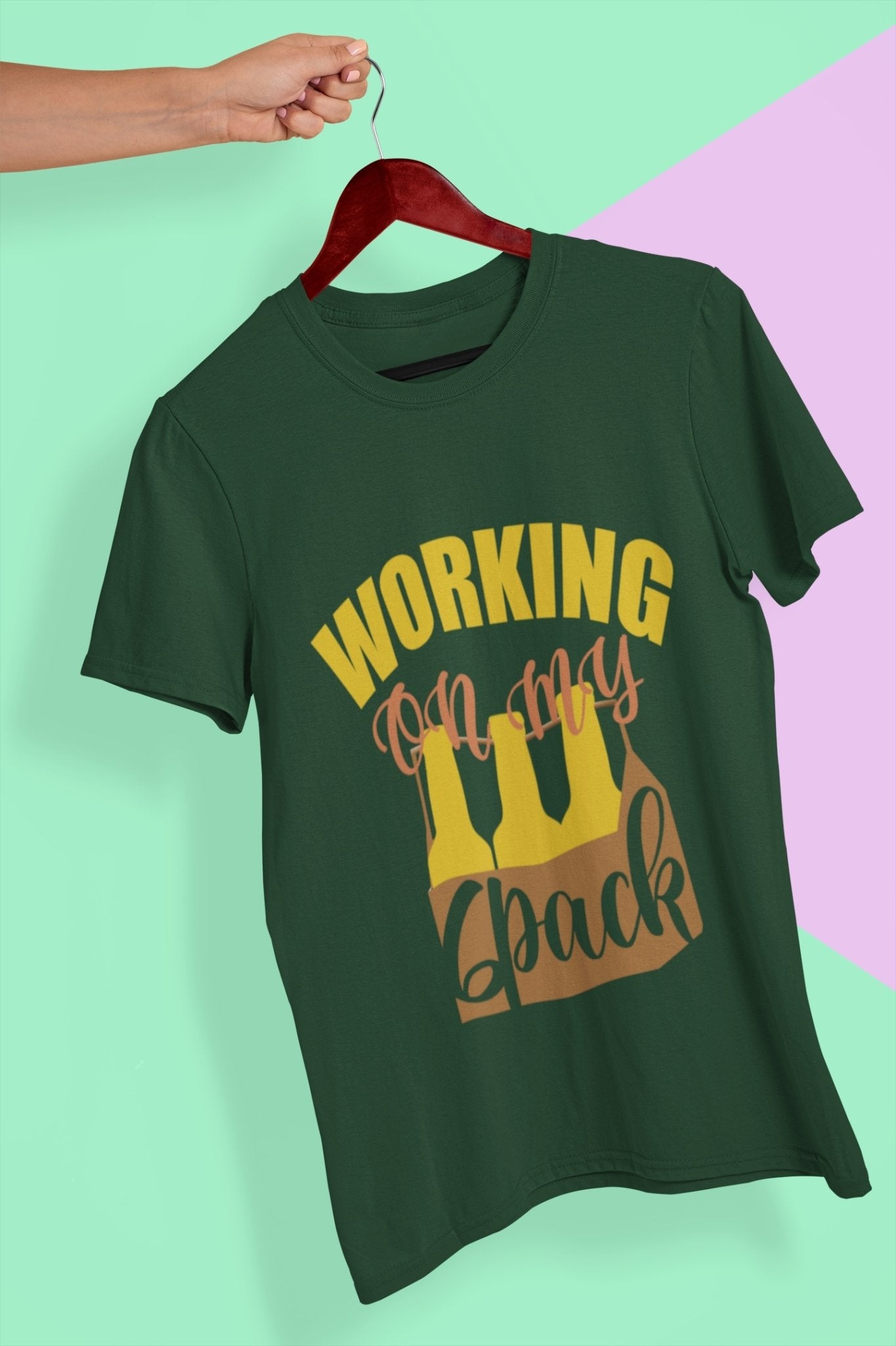 Working On My Six Pack Women Half Sleeves T-shirt- FunkyTeesClub - Funky Tees Club