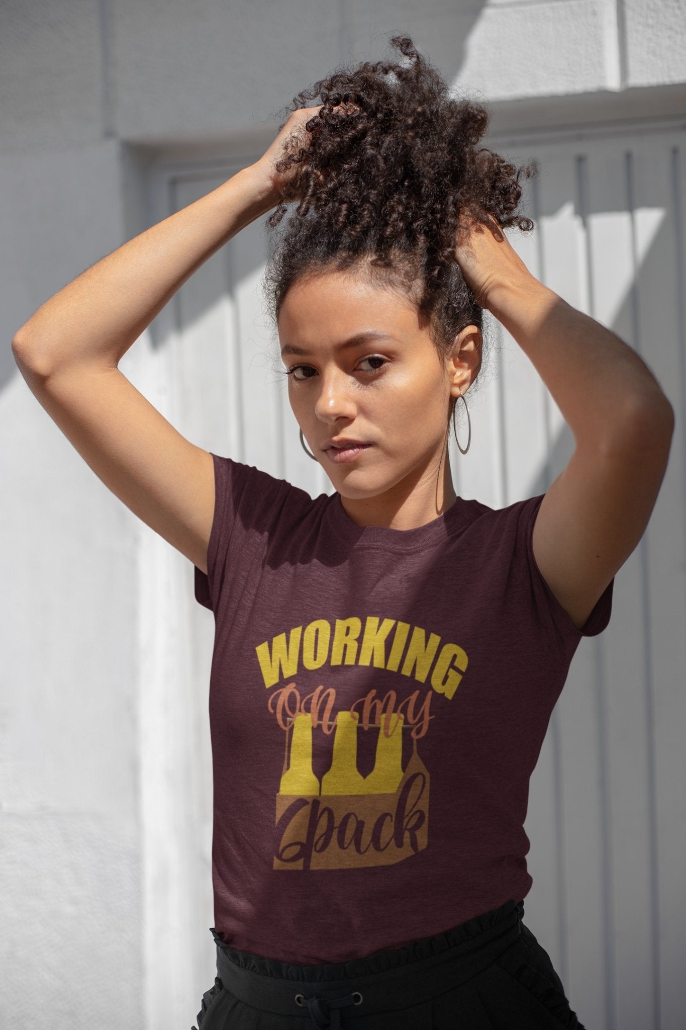 Working On My Six Pack Women Half Sleeves T-shirt- FunkyTeesClub - Funky Tees Club