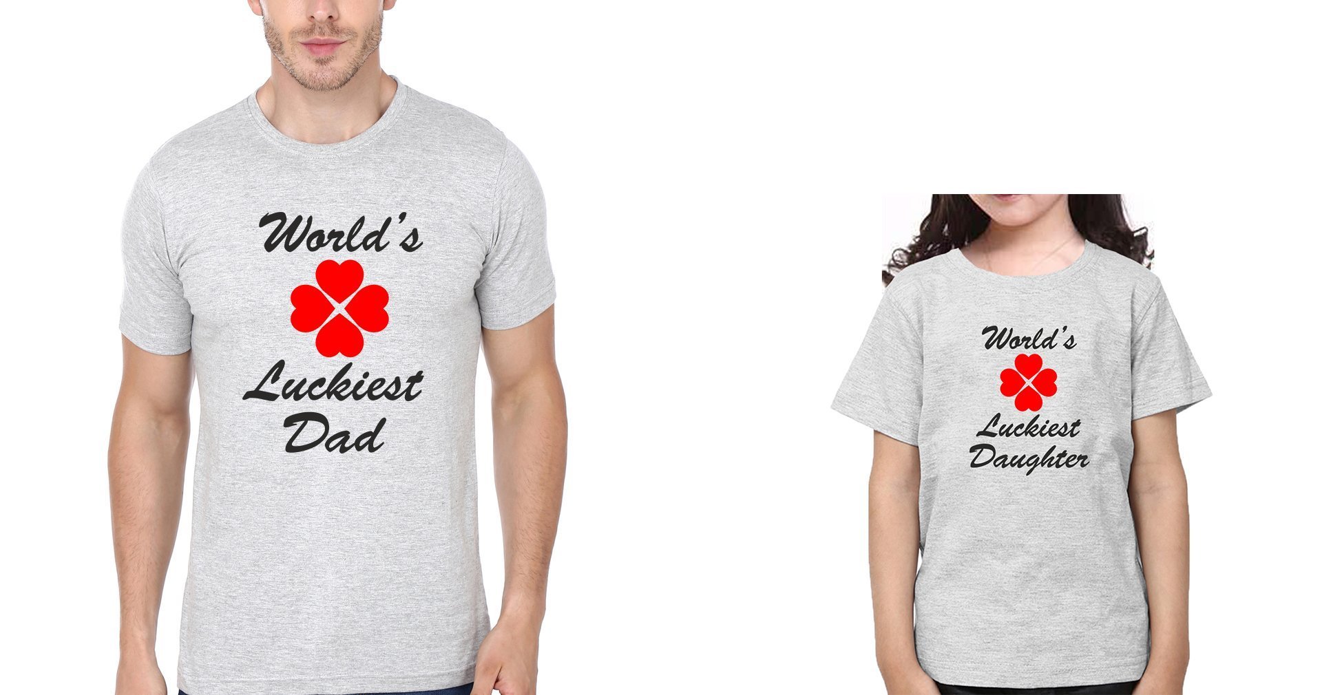 World Luckiest Dad & World Luckiest Daughter Father and Daughter Matching T-Shirt- FunkyTeesClub - Funky Tees Club