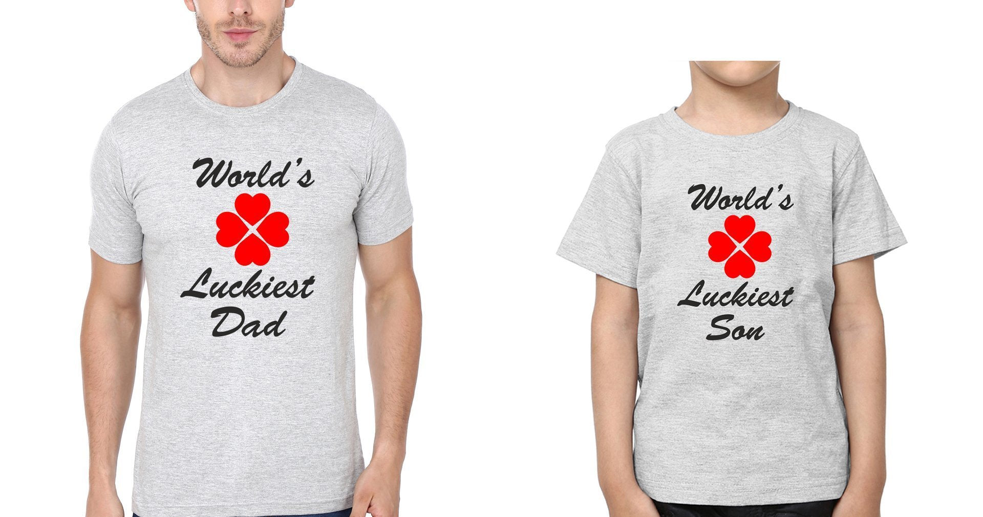 World Luckiest Dad World Luckiest Son Father and Son Matching T-Shirt- FunkyTeesClub - Funky Tees Club