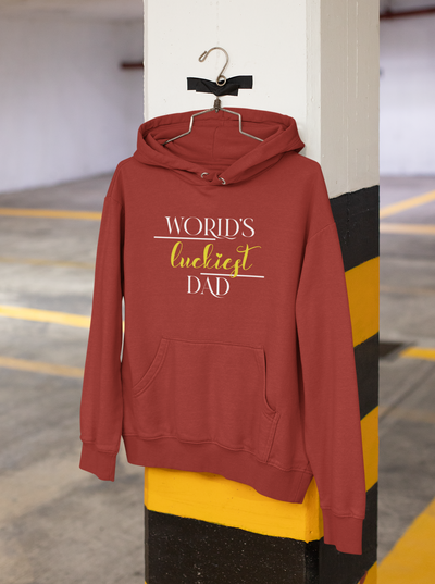 Luckiest Dad Father and Daughter Red Matching Hoodies- FunkyTeesClub