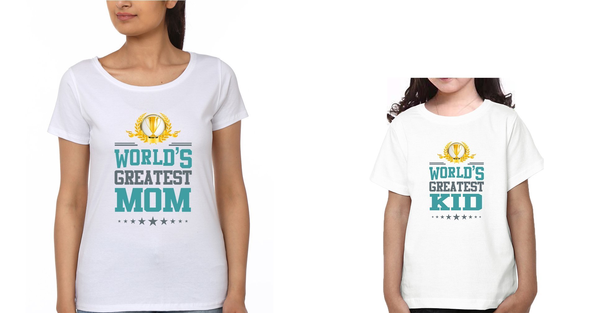 World's Greatest Mom World's Greatest Kid Mother and Daughter Matching T-Shirt- FunkyTeesClub - Funky Tees Club