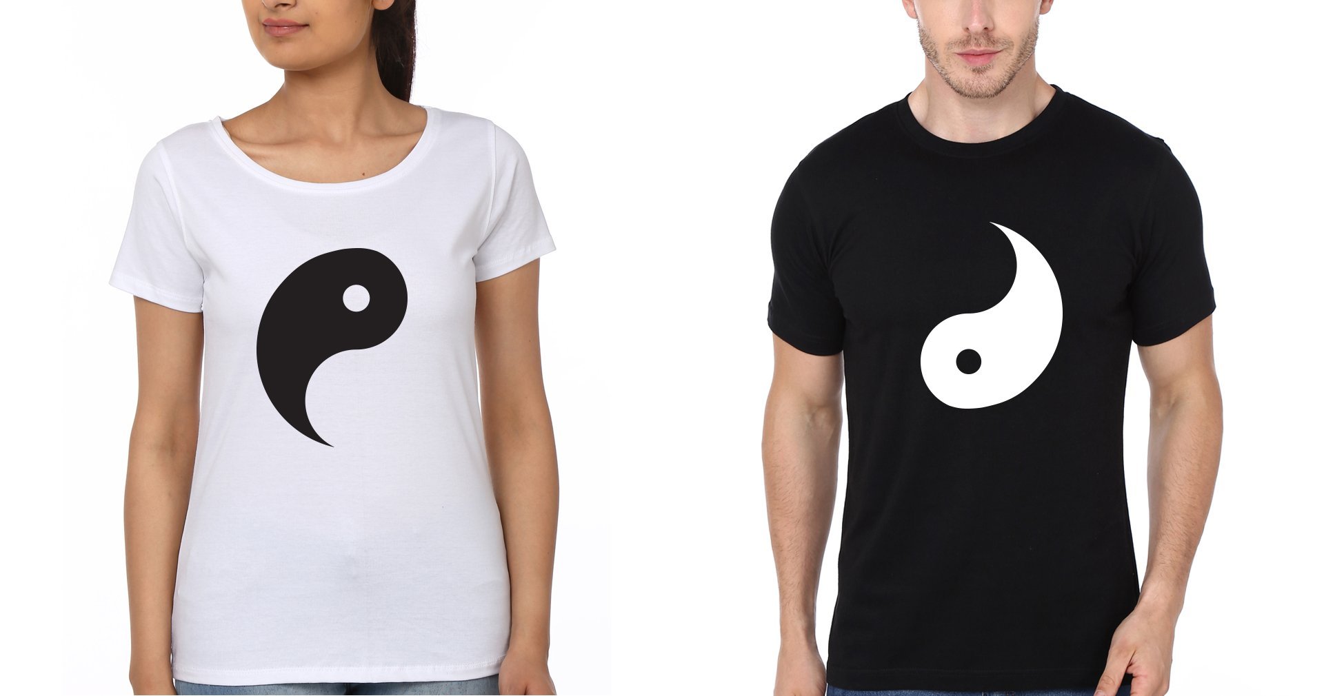 Yin-Yang BFF Half Sleeves T-Shirts-FunkyTees - Funky Tees Club