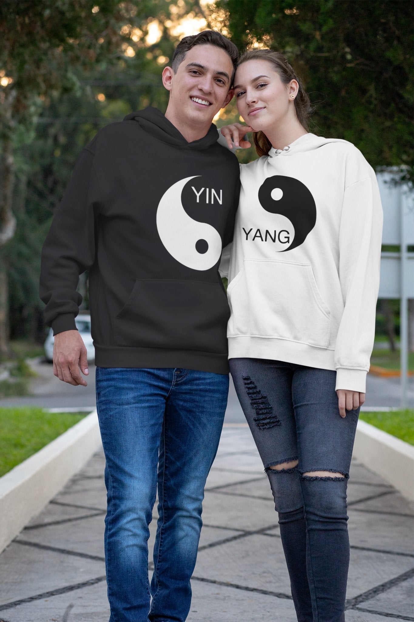Yin Yang Couple Hoodie-FunkyTeesClub - Funky Tees Club