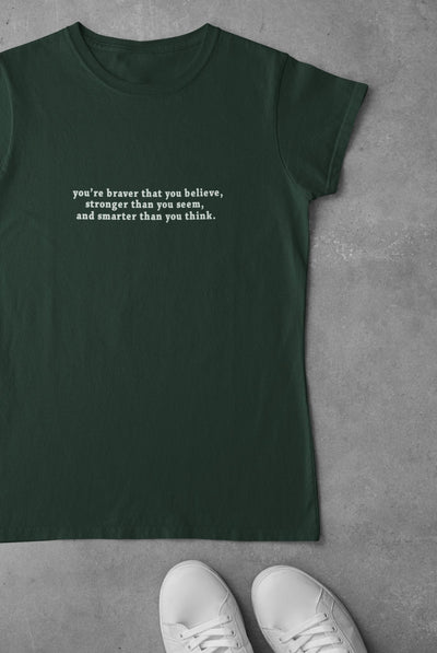 You are braver than you believe Minimal Mens Half Sleeves T-shirt- FunkyTeesClub - Funky Tees Club