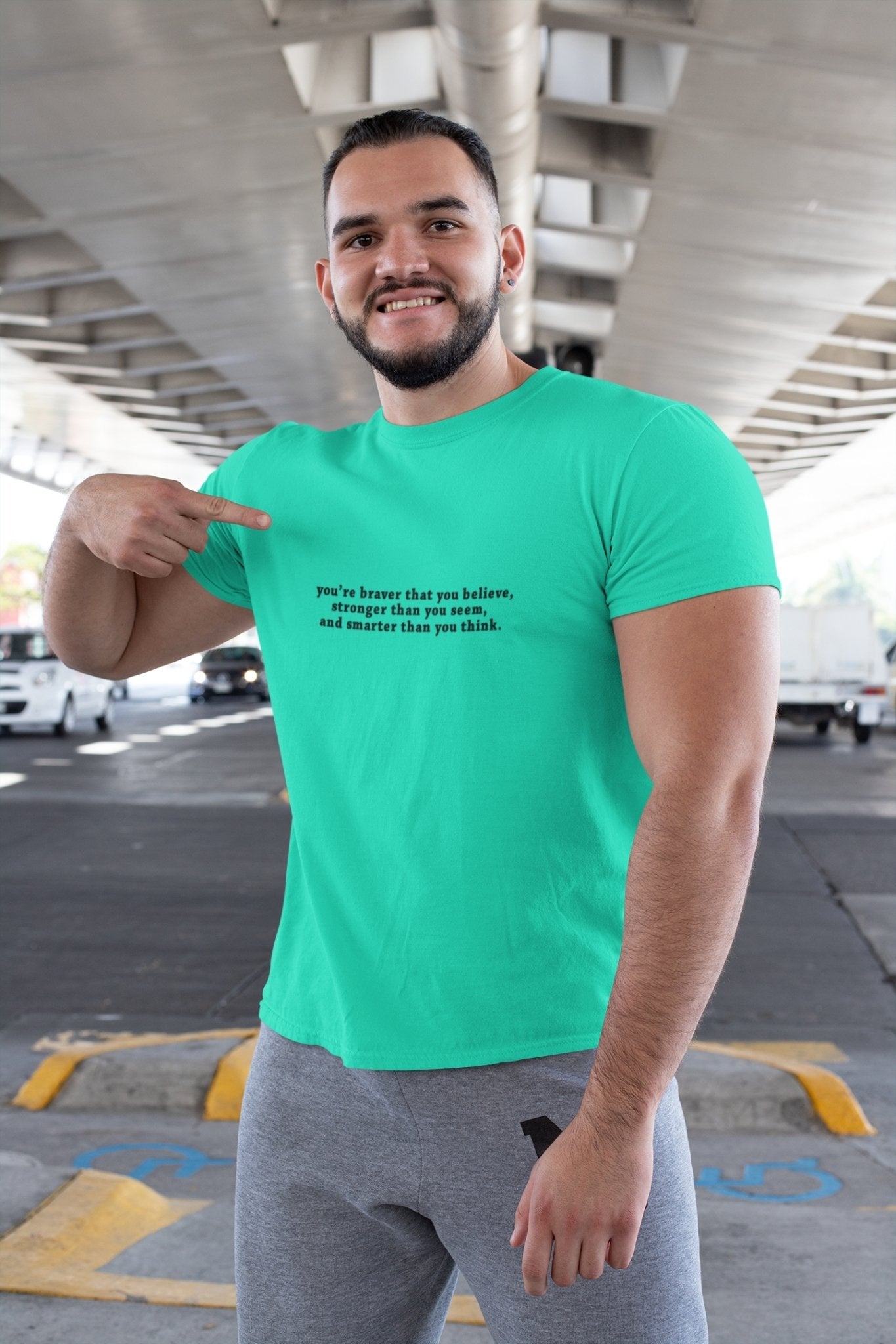You are braver than you believe Minimal Mens Half Sleeves T-shirt- FunkyTeesClub - Funky Tees Club