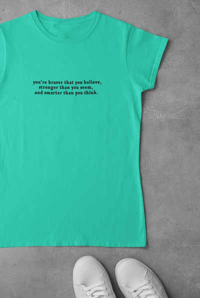 You are braver than you believe Minimal Mens Half Sleeves T-shirt- FunkyTeesClub - Funky Tees Club
