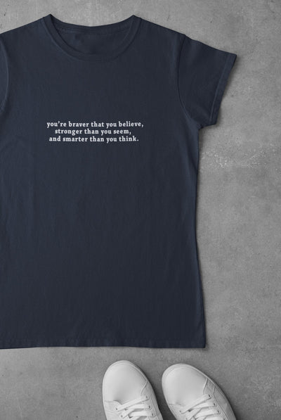 You are braver than you believe Minimal Mens Half Sleeves T-shirt- FunkyTeesClub - Funky Tees Club