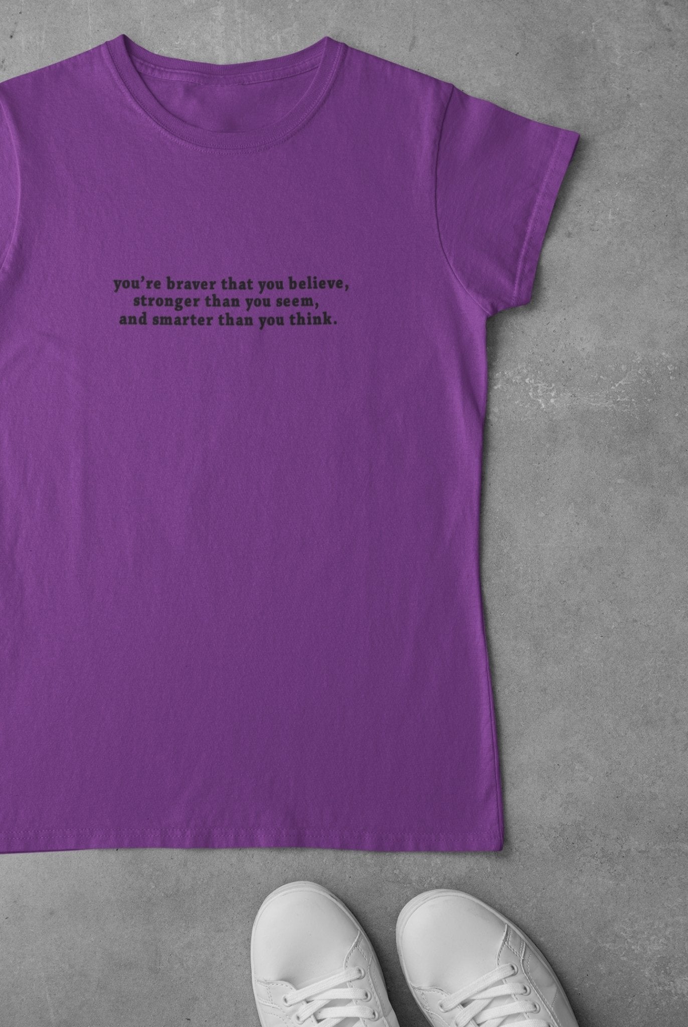 You are braver than you believe Minimal Women Half Sleeves T-shirt- FunkyTeesClub - Funky Tees Club