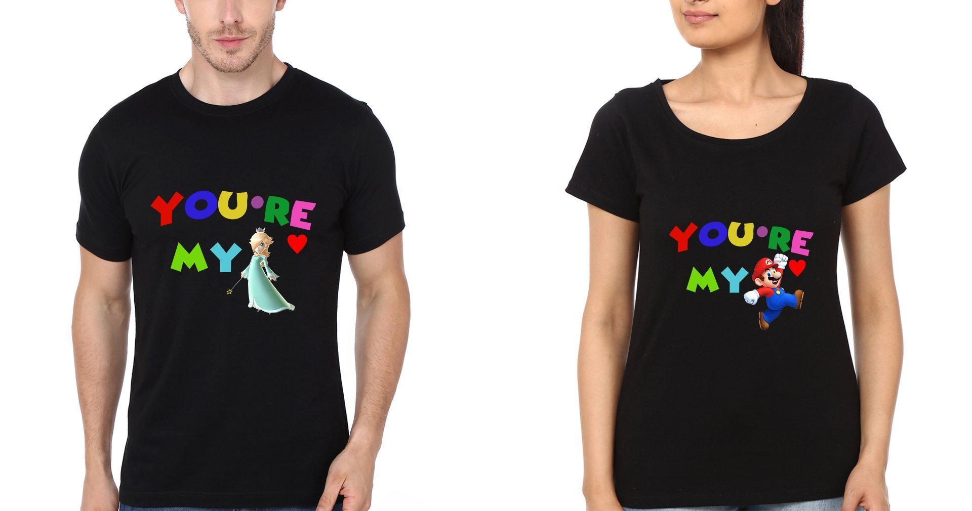 You Are Mario Couple Half Sleeves T-Shirts -FunkyTees - Funky Tees Club