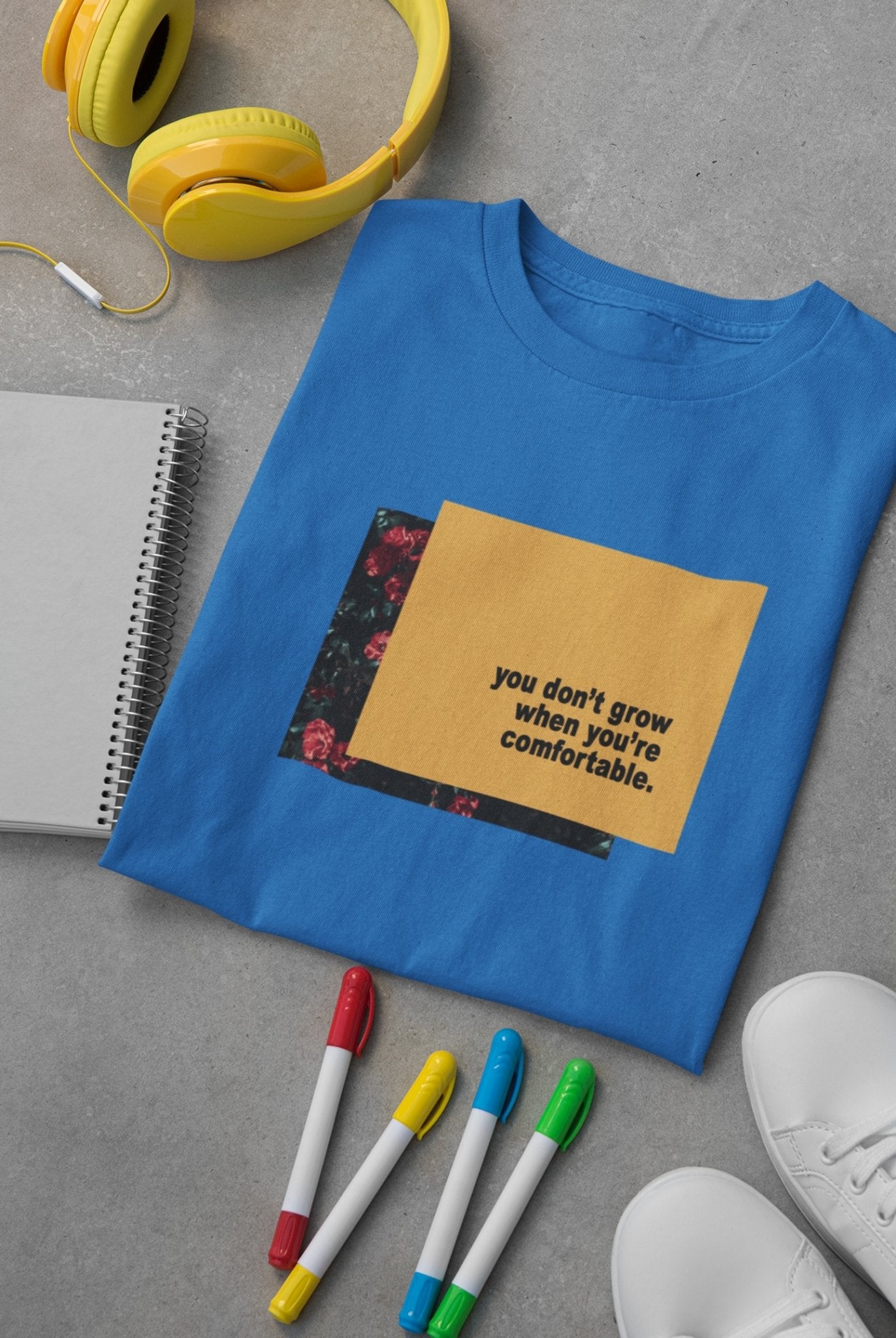 You dont grow when you are comfortable Minimal Mens Half Sleeves T-shirt- FunkyTeesClub - Funky Tees Club