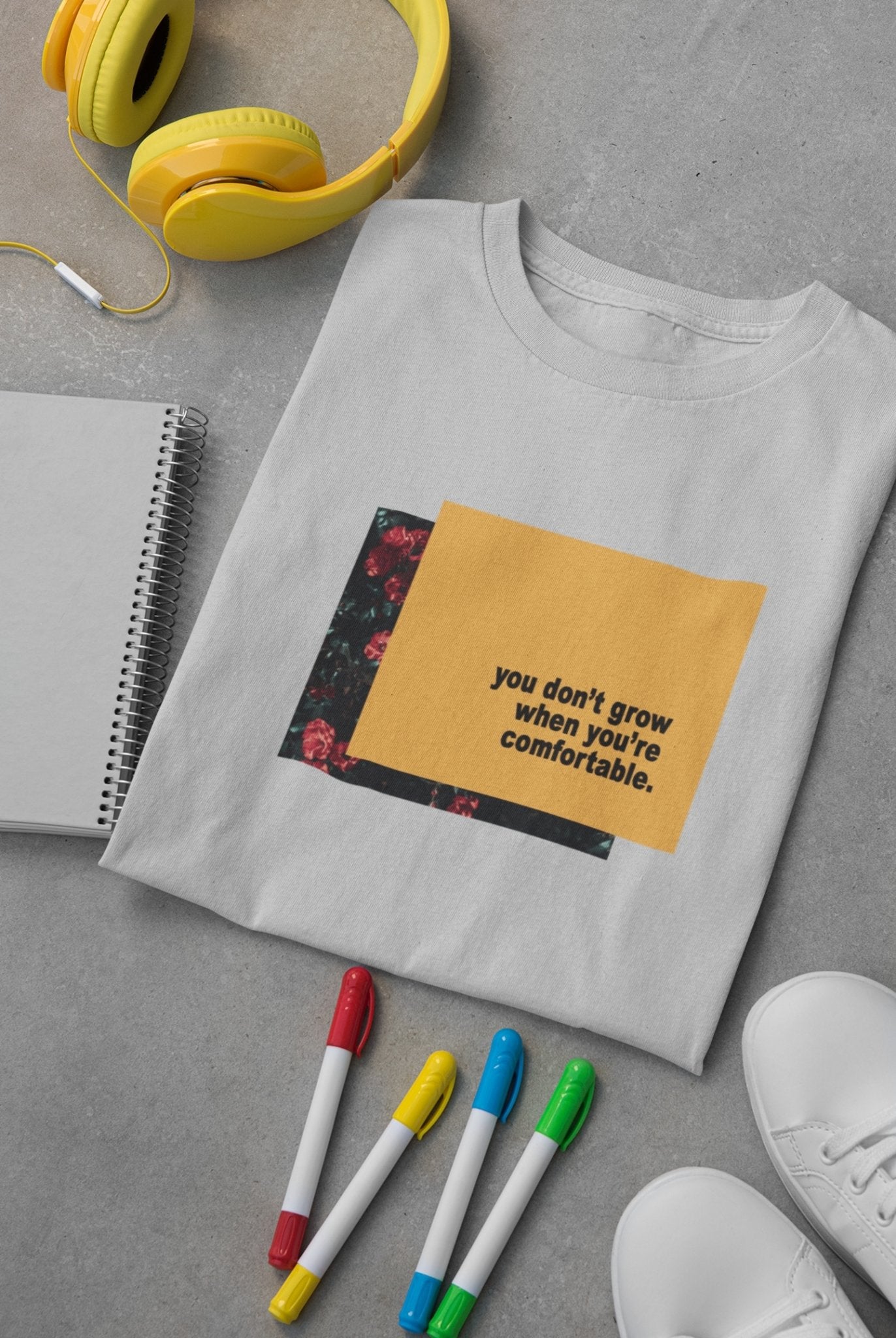 You dont grow when you are comfortable Minimal Mens Half Sleeves T-shirt- FunkyTeesClub - Funky Tees Club
