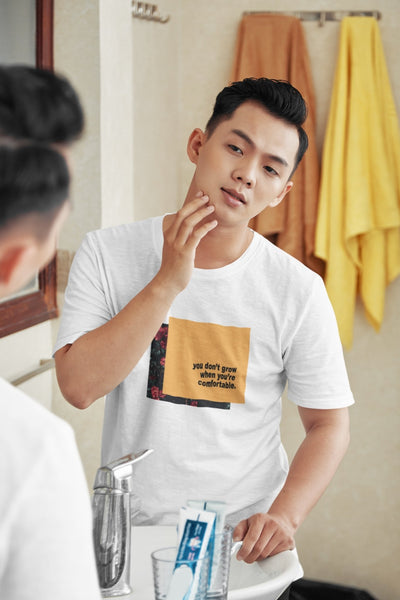 You dont grow when you are comfortable Minimal Mens Half Sleeves T-shirt- FunkyTeesClub - Funky Tees Club