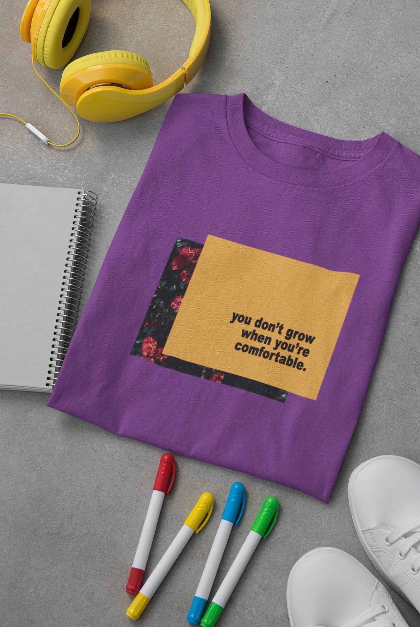 You dont grow when you are comfortable Minimal Women Half Sleeves T-shirt- FunkyTeesClub - Funky Tees Club